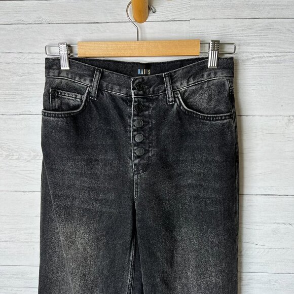 Rails Jeans Womens Size 26 Black The Getty High Rise Wide Leg Button Fly - Picture 7 of 16
